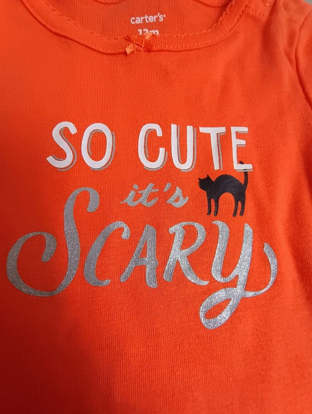 Baby Girl 12m Carter's Halloween Onesie So Cut It's Scary LS Bodysuit